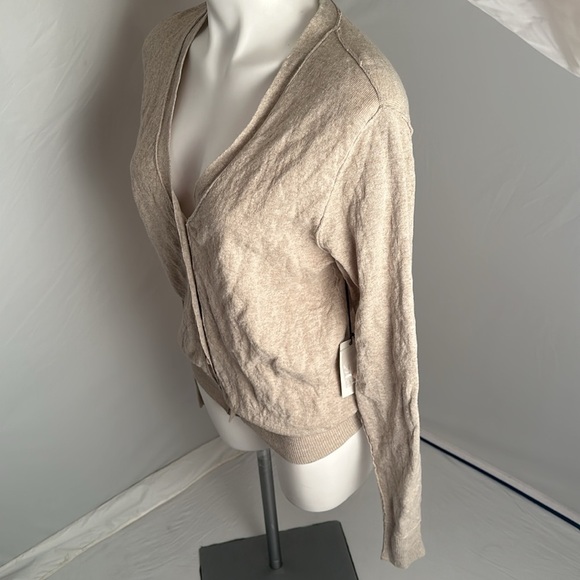 Alexander Wang oatmeal button front long sleeve cardigan M - Picture 3 of 13